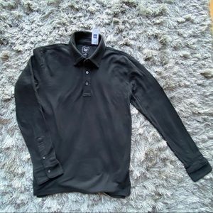 Gap Black Pique Cotton Long-Sleeved Polo N…